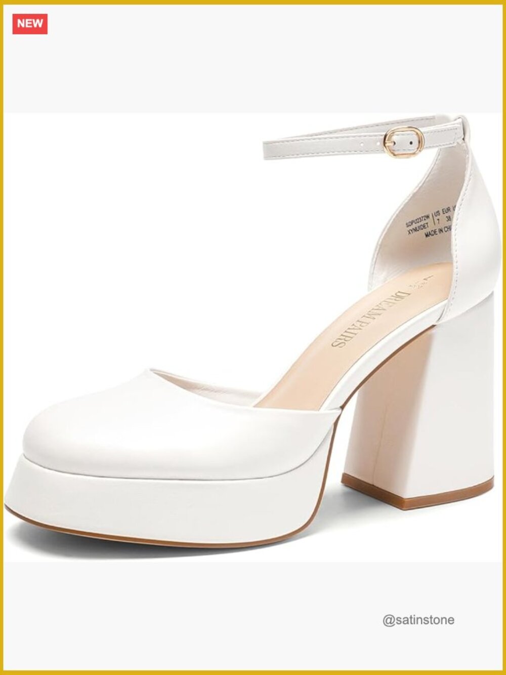 Chunky Platform High Heels Pump Shoes with Block Ankle Strap